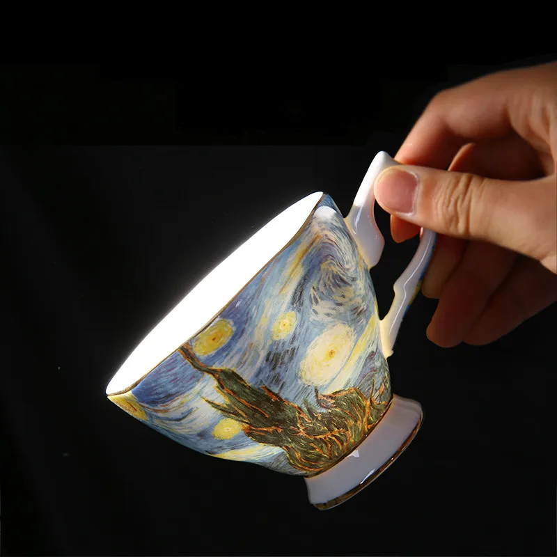 

The New Van Gogh Art Painting Coffee Mugs The Starry Night Sunflowers The Sower Irises Saint-Remy Coffee Tea Cups