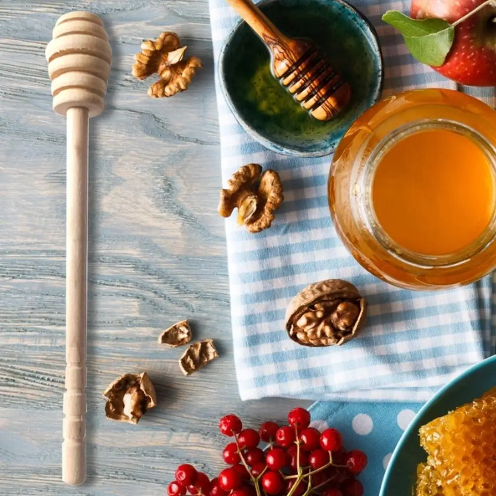 

Honey Stir Bar Mixing Handle Jar Spoon Practical Wood Honey Long Stick Supplies for Honey Milk Coffee Kitchen Tools