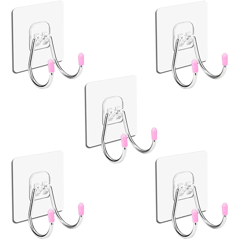 

Non-marking punch-free Hook self-adhesive Hook Wall Door Clothing Hanger Key Hook Bathroom Kitchen Sticky Rack (double Hook)