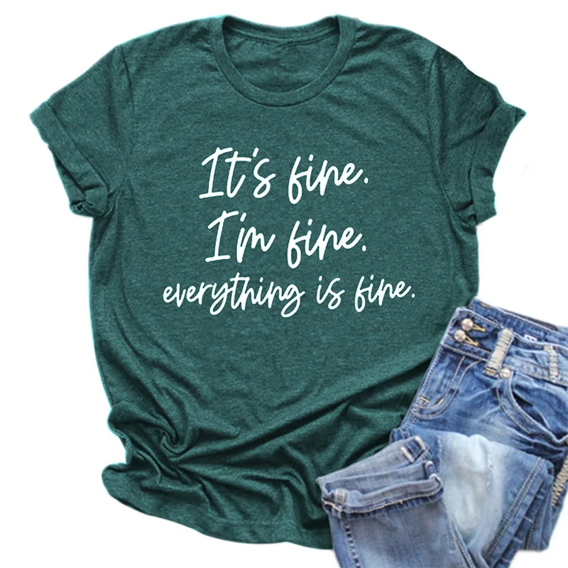 

Pop top everything's great fun letter print crew neck short sleeve T-shirt