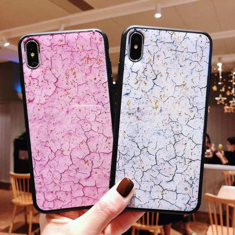 Цветной блестящий чехол для телефона с золотистой фольгой и мраморными