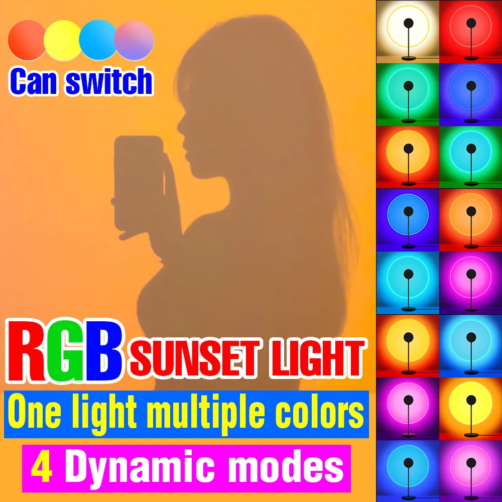 

LED Sunset Projector Lights USB Night Lights 5V Desk Lamp Bedroom Background Decorate Lamps LED Sunset Rainbow Atmosphere Lights