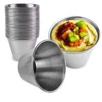 3pcs round stainless steel seasoning dish dipping bowl small food sauce cup sushi vinegar soy saucer container appetizer tray