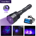 Распродажа 10 Вт высокомощный фонарик 365 нм 395 нм Светодиодный УФ фонарик 3 светодиодный Ультрафиолетовый черный свет с черным фильтром поймать скорпиона