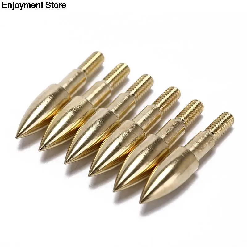 6pcs Bow And Arrow Hunting Broadheads 75mm 100 Grain Bullet Shape Archery Arrowhead Crossbow Tip Head Gold Color | Спорт и