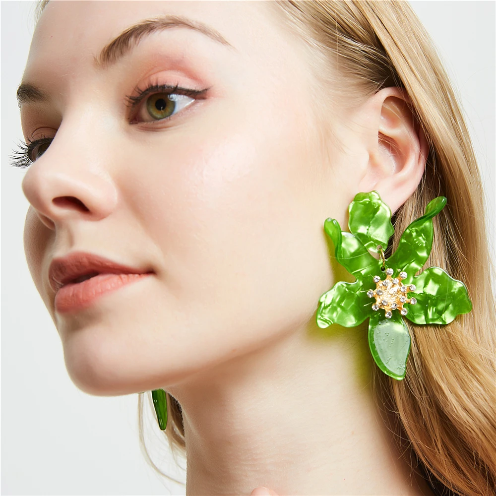 Акриловые серьги в виде цветов для женщин Свадебная вечеринка большая капля
