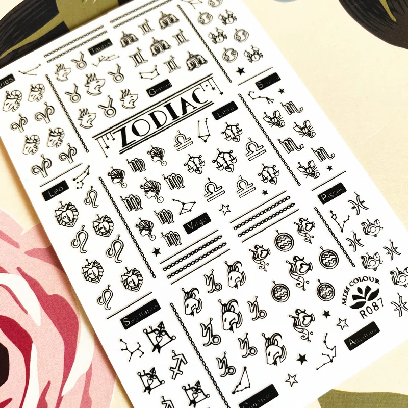 R-087 наклейка для ногтей четырех цветов Созвездие 3D задний клей Наклейка