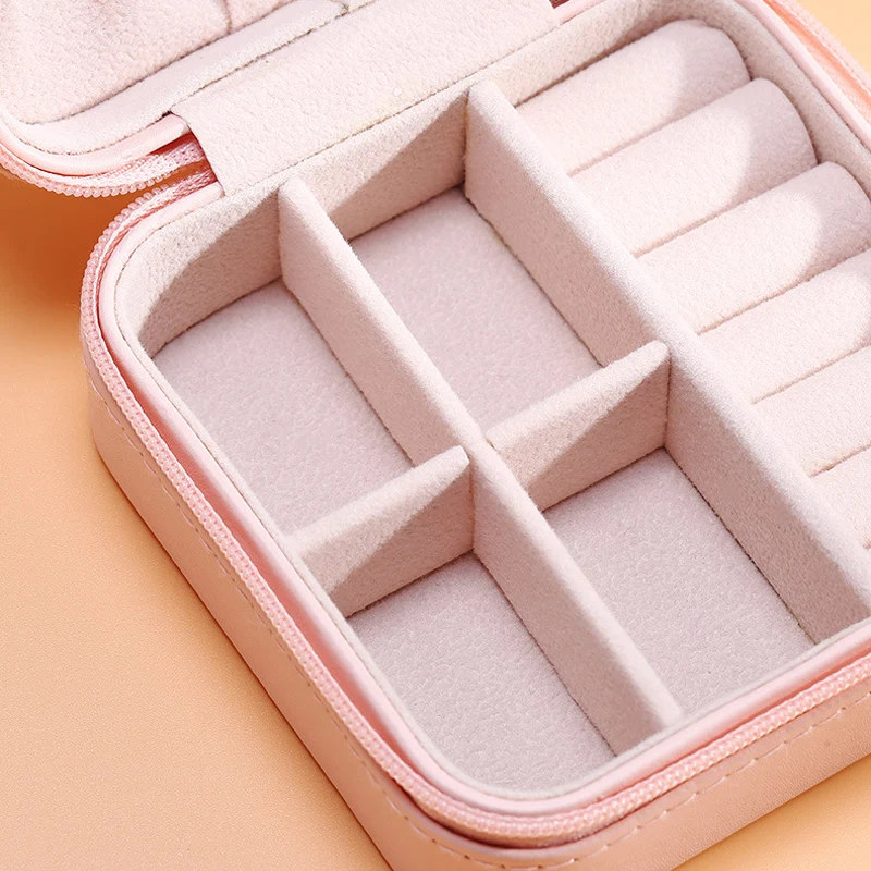 MICCK Fashion PU Leather Jewelry Storage Box Earring Ring Necklace Organizer Zipper Girl Lipstick Cosmetics Beauty Case | Дом и сад