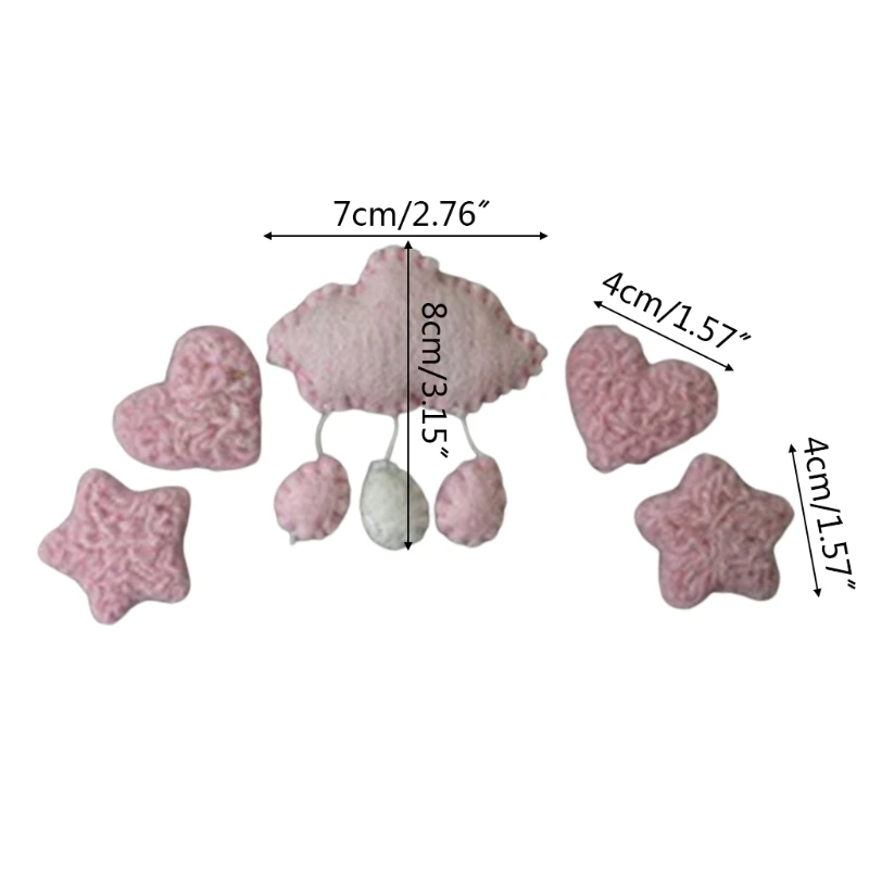 

57EE 3/5 Pcs DIY Handmade Baby Wool Felt Clouds Stars Love Ornaments Home Party Decor