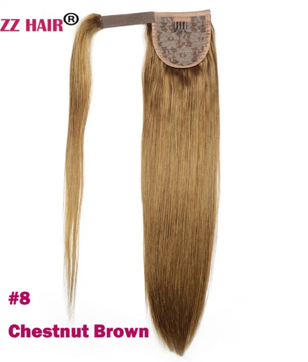 ZZHAIR 100 г 1"-28" машинное производство, волосы remy, волшебное обертывание вокруг конского хвоста, человеческие волосы для наращивания, конский хвост