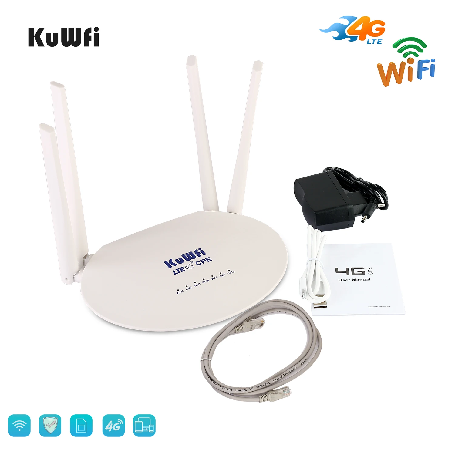 KuWfi 4G маршрутизатор 150 Мбит/с CAT4 беспроводной 3G/4G LTE разблокировка глобальная FDD/TDD