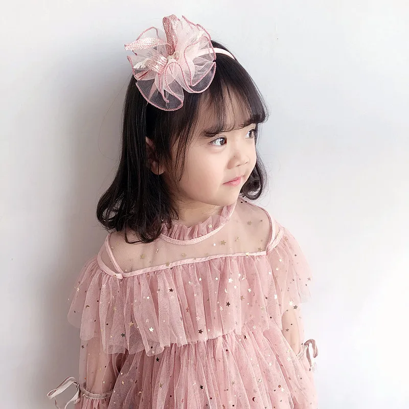 Женская повязка на голову с листьями лотоса золотистая шелковая Кружевная узлом