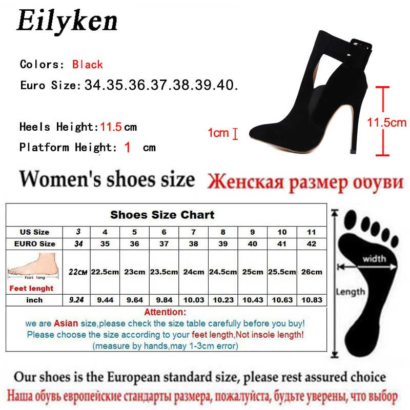 Eilyken/Новинка года; модные женские туфли на высоком каблуке с острым носком и ремешком на щиколотке; вечерние туфли-лодочки черного цвета; сезон осень; Размеры 35-40