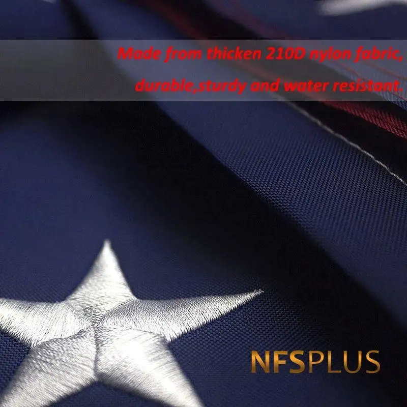 Embroidered USA Flag Outdoor Waterproof Nylon Sewn Stripes Brass Grommets Oversized American Flags And Banners United States | Дом и сад