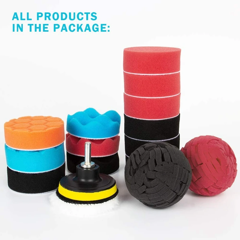 

3 Inch Polishing Pads Sponge Buffing Pads Waxing Pads with M10 Drill Adapter for Automotive Car Wheels Care