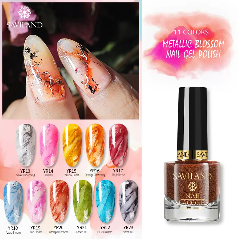 Металлический Цветной Гель лак SAVILAND акварельный для ногтей цветущие чернила