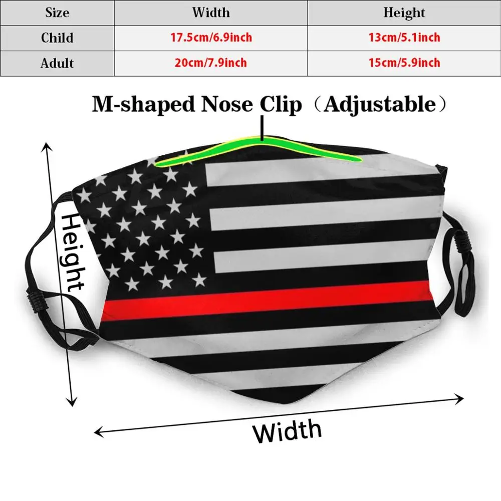 Красная живая материя тонкая красная линия фильтр от пыли для взрослых и детей