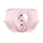 Женские и мужские трусы, нижнее белье, трусики принцессы с оборками из молочного шелка, кружевные подштанники с бантом, трусы с оборками, женское нижнее белье