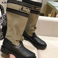 karinluna brand women shoes autumn winter new fashion mid calf boots ins hot sale comfy walking patchwork woman boots