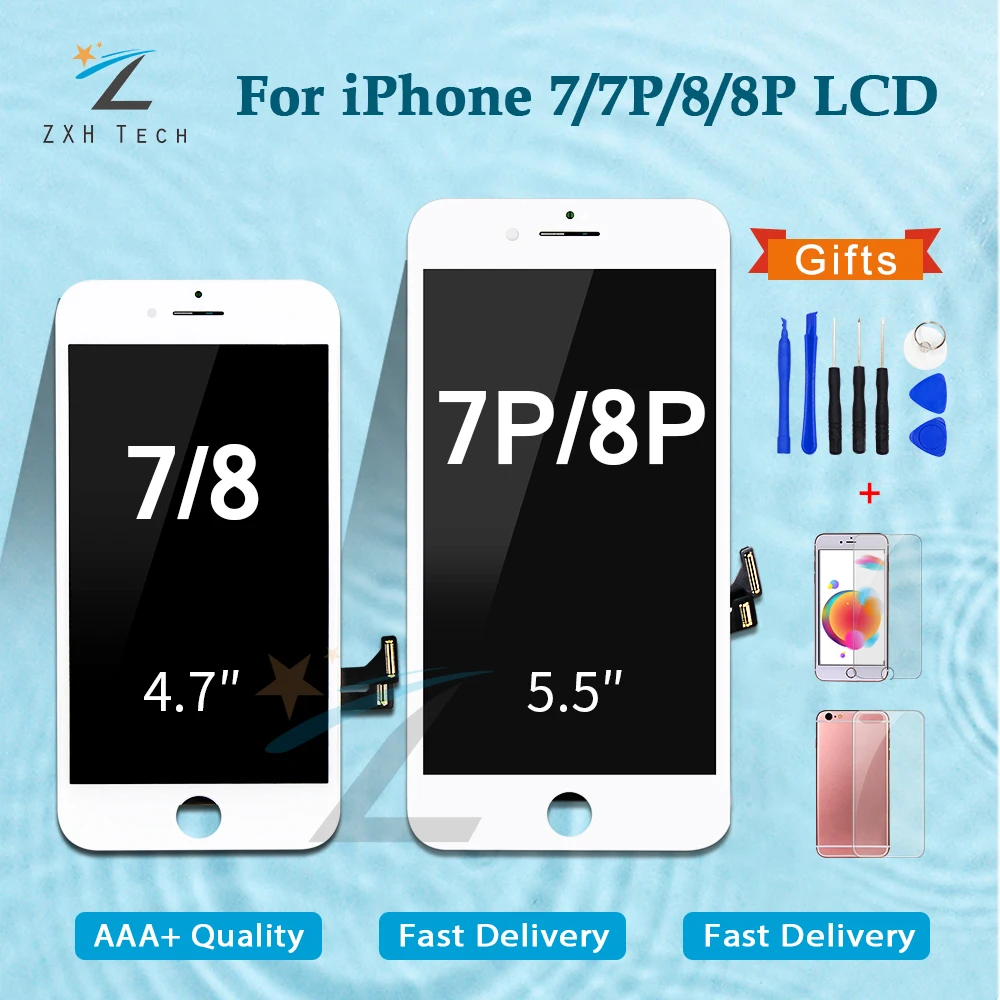 1 шт. ЖК для iPhone 7 7plus 8 Plus Pantalla дисплей сенсорный экран дигитайзер сборка Замена