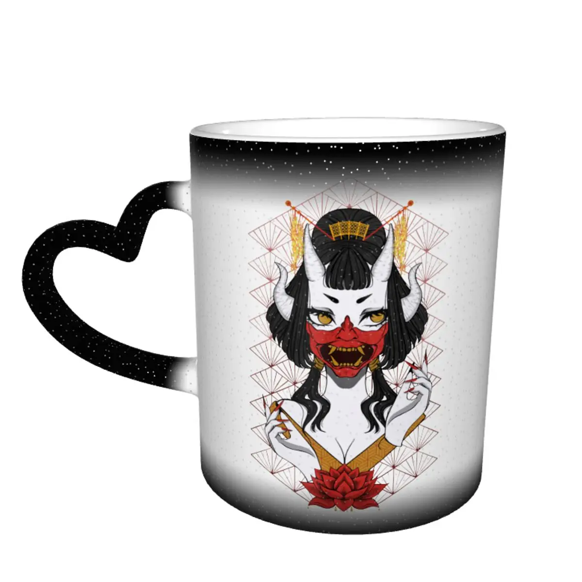 

Japanese Hannya Mask Mug Cappuccino That Changes Color Mug Creative Colored Pottery Cups