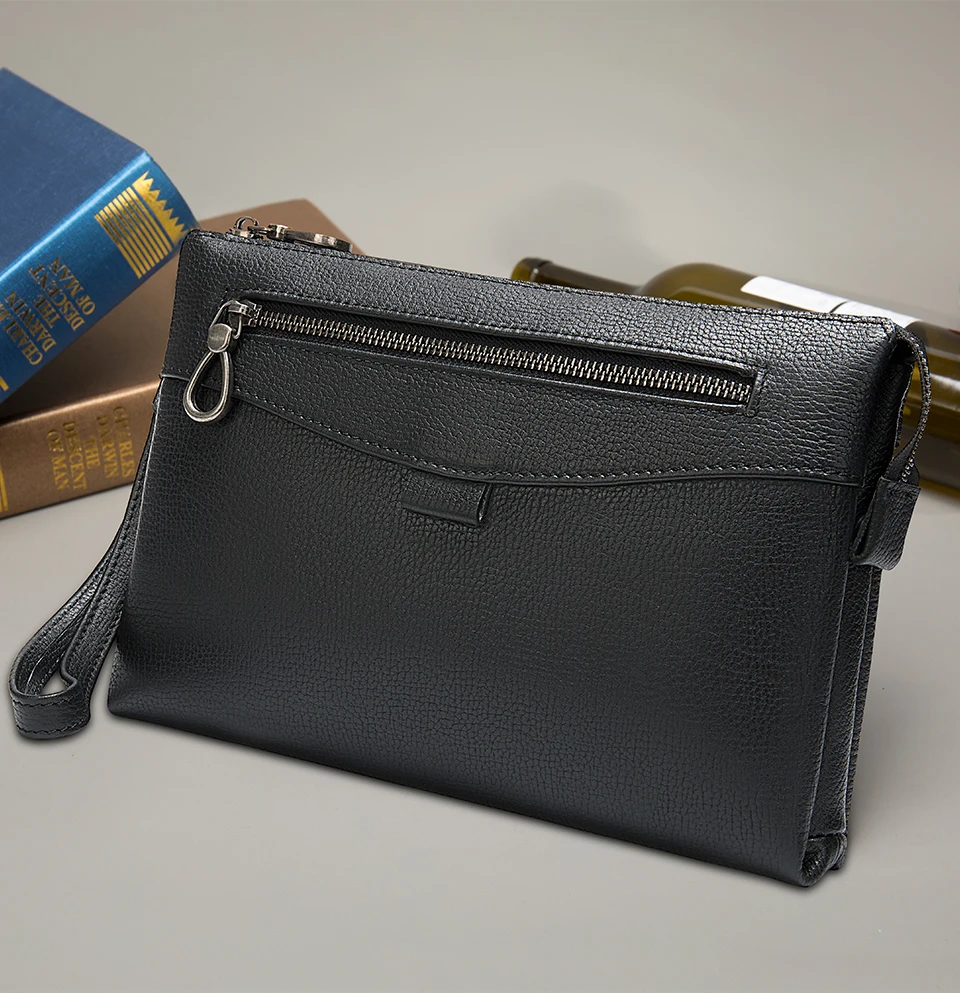 

Men's Wallet/Clutch Male Genuine Leather Men's Purse/Clutch Bag Mens Long Wallets Purse For Phone Zip Wallets Man Slim 8986