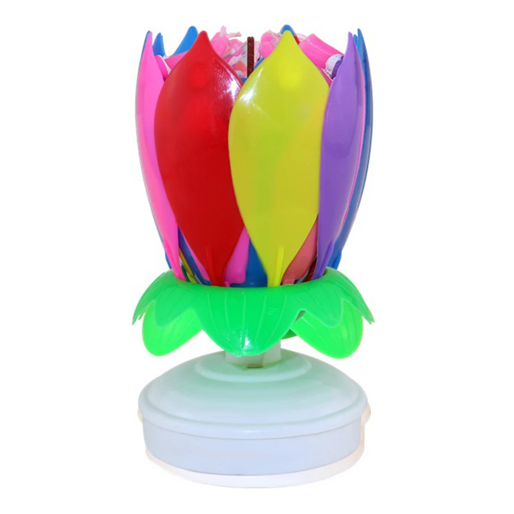 Electronic Upgrade Multicolor Rotating Lotus Cake Candle Music Birthday Wedding Candles TSL1 | Дом и сад