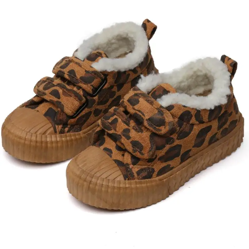 Детская зимняя теплая обувь для девочек Детские леопардовые ботинки мальчиков
