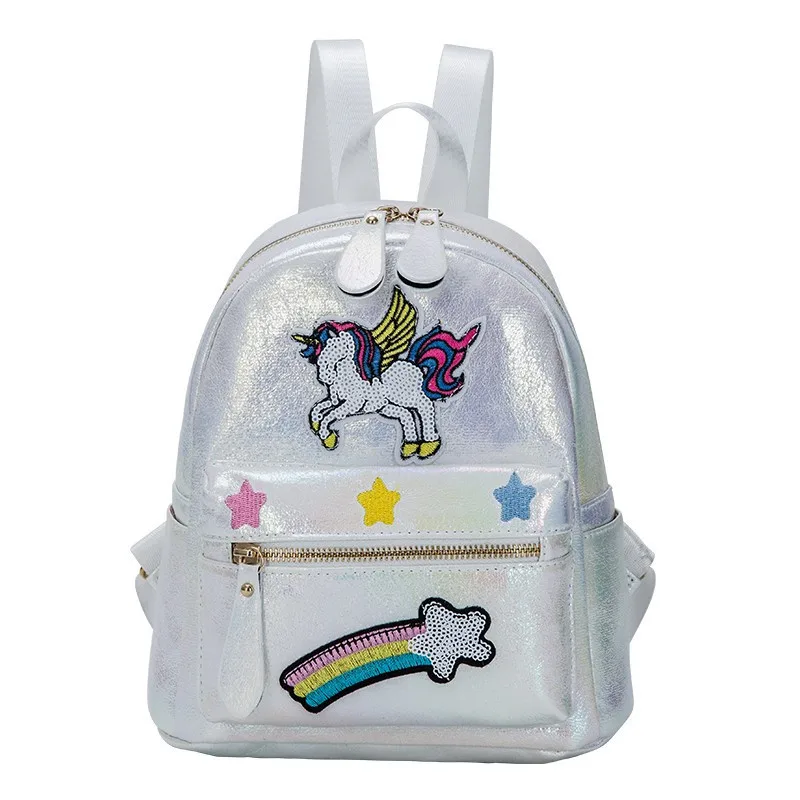 

New Korean cartoon laser sequin unicorn shoulder bag women's fashion embroidery personality animal backpack
