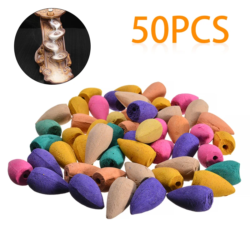 

50 шт. конусы для благовоний, конусы для курения, конусы для натурального эфирного масла, цилиндрические буддистские конусы с обратным потоком, держатель для горелки