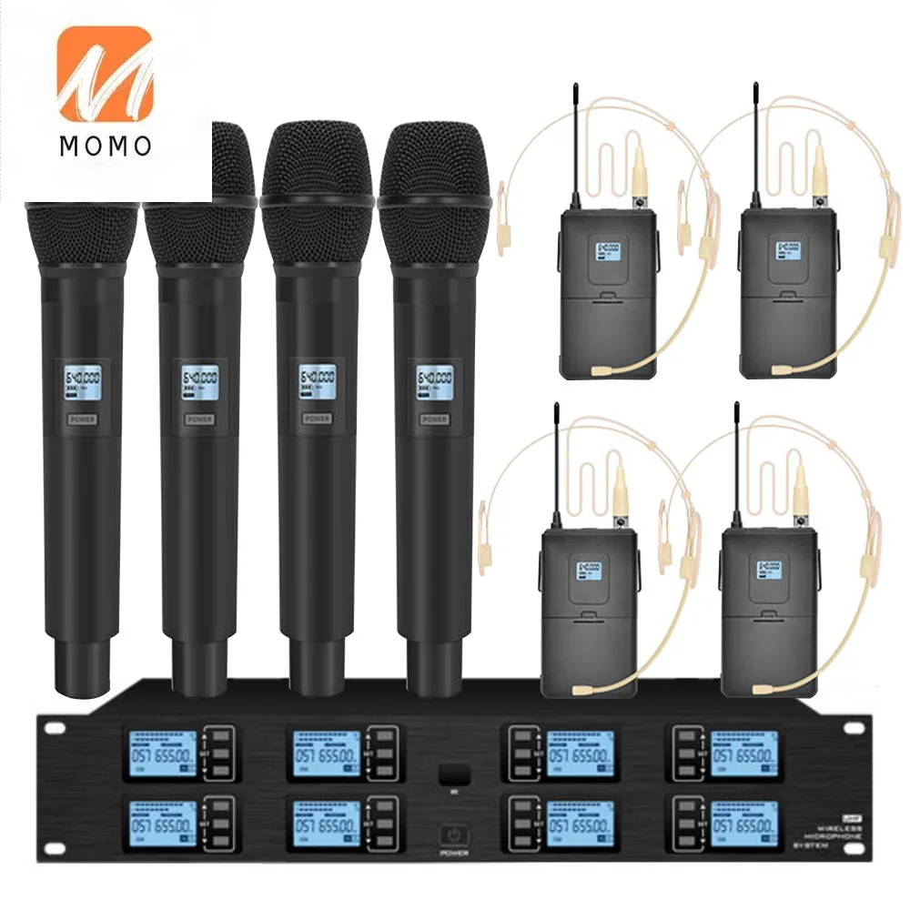 저렴한 전문 UHF 무선 마이크 8 채널 핸드 헬드 마이크 Lavalier 마이크 무대 공연 회의 마이크