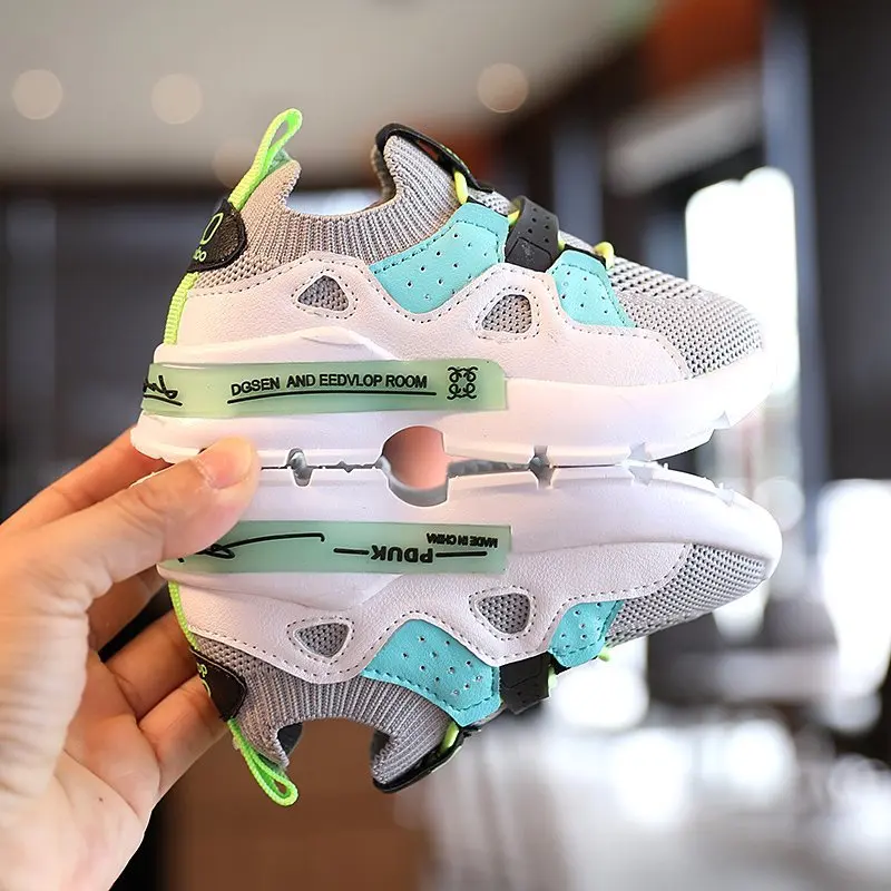 Кроссовки детские из ПУ кожи модная разноцветная обувь в стиле пэчворк