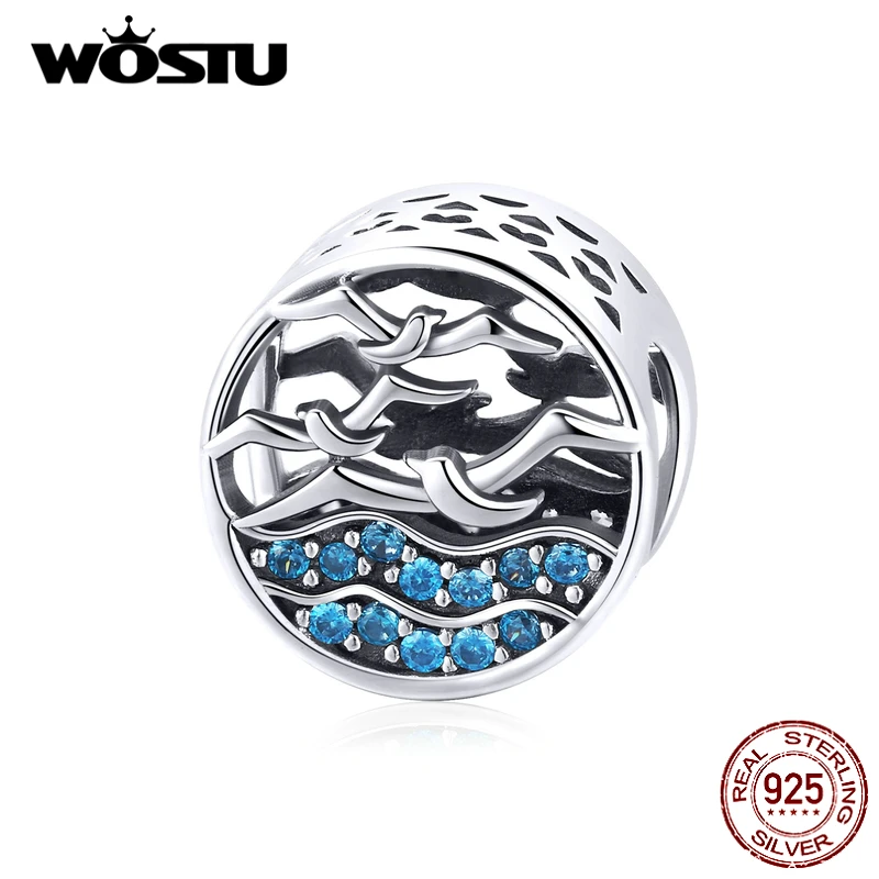 Подвеска в виде чайки из серебра 925 пробы с синим цирконием|Ювелирные шармы| |