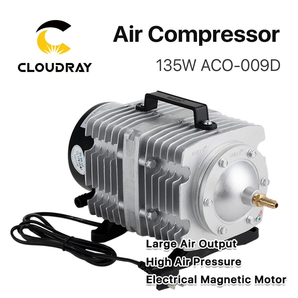 Cloudray 135 Вт Воздушный Компрессор Электрический магнитный воздушный насос для CO2 лазерной гравировки и резки ACO-009D