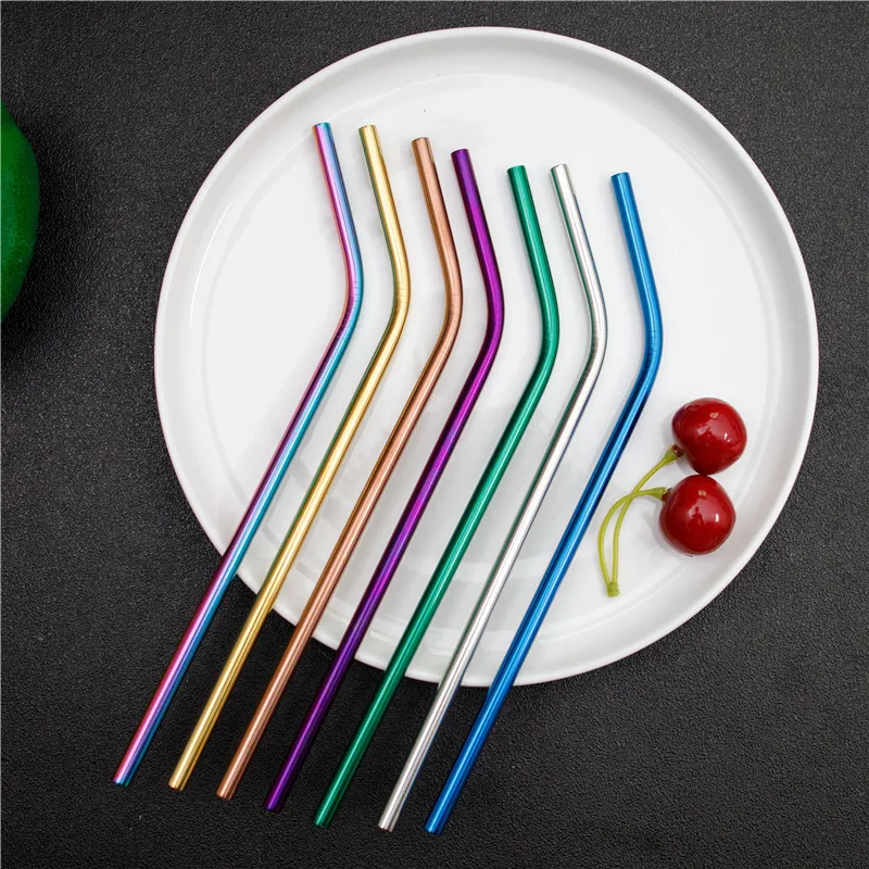 Reusable Drinking Straws 304 Stainless Steel Metal Surpass Glass Bent Straight With Clean Brush | Дом и сад