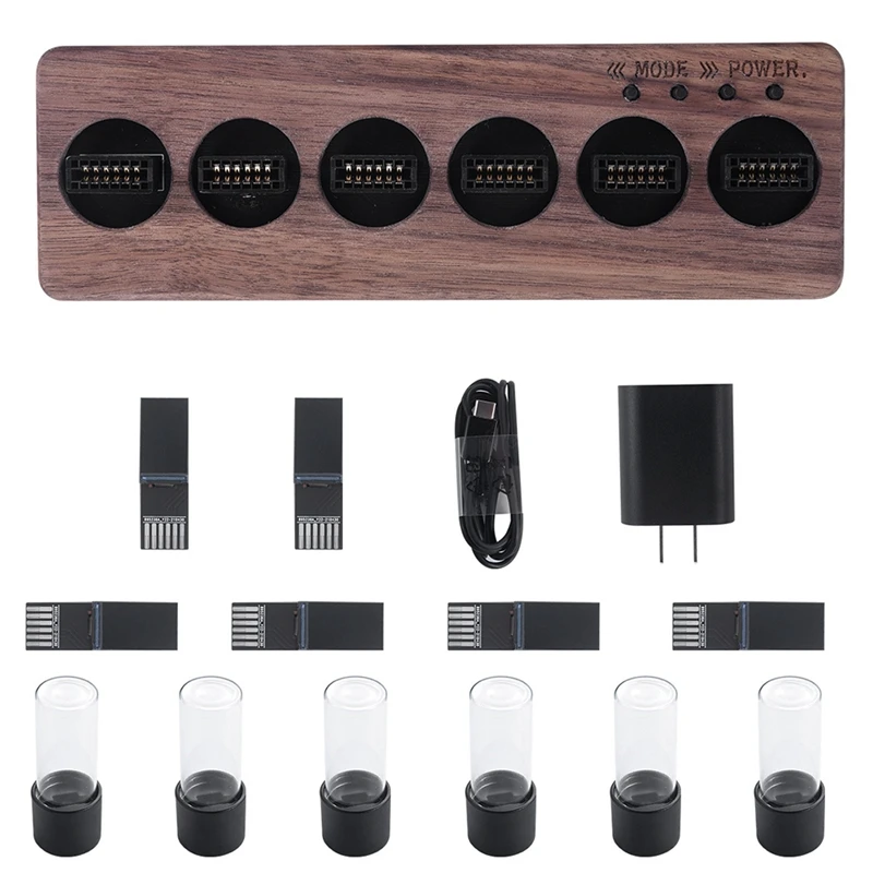 

Цифровые часы IPS Nixie Tube, электронный календарь, 6-значный ЖК-дисплей с отображением времени Творческое Оформление рабочего стола Gift