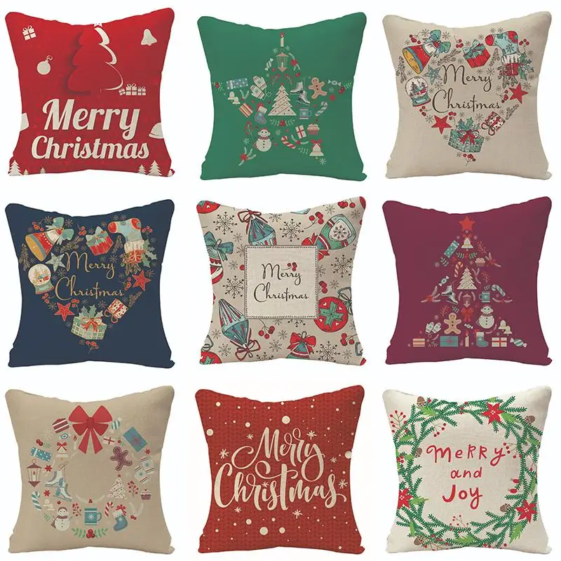

Льняная Рождественская наволочка, домашние рождественские наволочки для подушек с буквами, снежинками, наволочки для подушек, декоративны...
