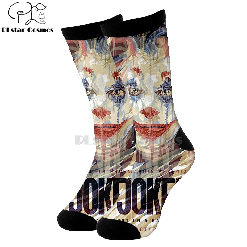 Plstar Cosmos comic dc haha злой Джокер злодей хлопковые носки с 3d принтом из мультфильма высокие носки мужские и женские качественные Joaquin Phoenix-5 - Цвет: 5
