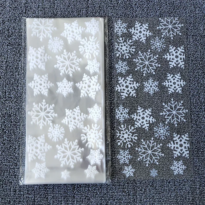 

100PCS OPP Resealable Poly Bag Transparent Plastic Bags Self Adhesive Seal Jewelry Gift Candy Sweets Making Snowflake Christmas