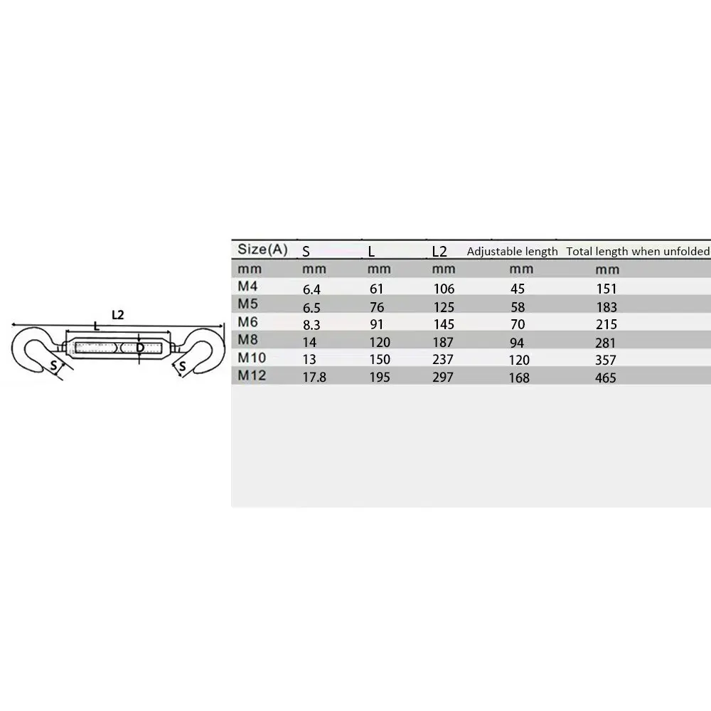 Серебряная 304 нержавеющая сталь европейский стиль глаз-глаз M8 Регулируемая