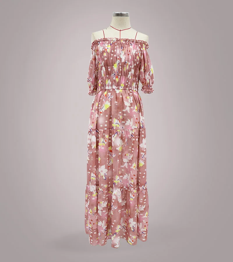 

Women Summer Sexy Off Shoulder Dress Floral Print Casual Loose Maxi Dresses