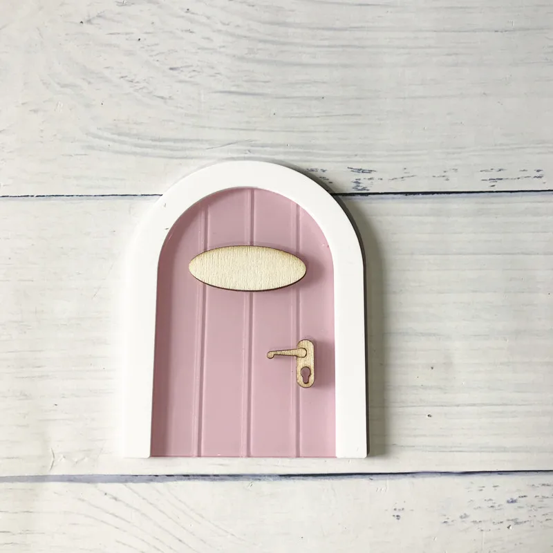 mini pink door Мини Арка ручной работы милый розовый Фея дверь мышь отверстие, миниатюрные деревянные двери с овсянкой и Персонализированная вывеска - Цвет: mini pink door
