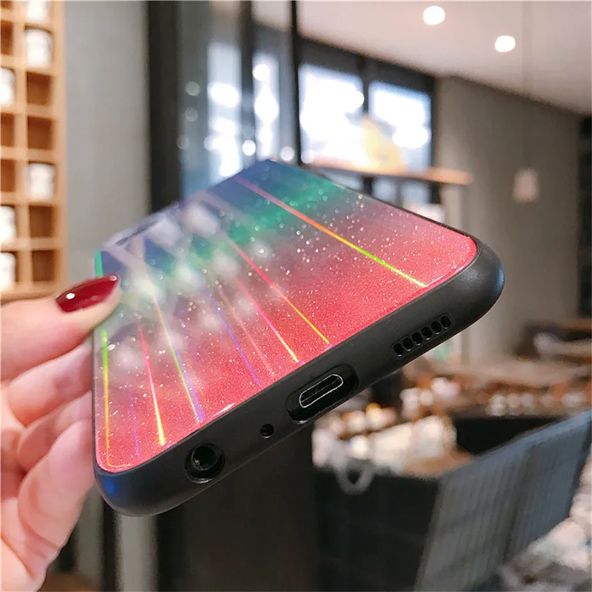 Laser Gradient Glass Case for OPPO Realme 5 Pro X Q F9 F11 A5 A9 A7X K3 Coque Cover For Reno 2 Z 10X Zoom Find Protective |