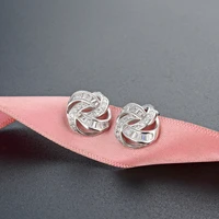 s925 sterling silver fashion creative style flower shape earrings diamond and zircon temperament earrings