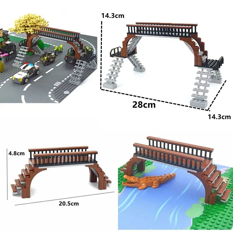 

City Road Street Baseplate Straight Crossroad Curve T-Junction Building Blocks 7280 7281 Compatible with Leduo City Base Plate