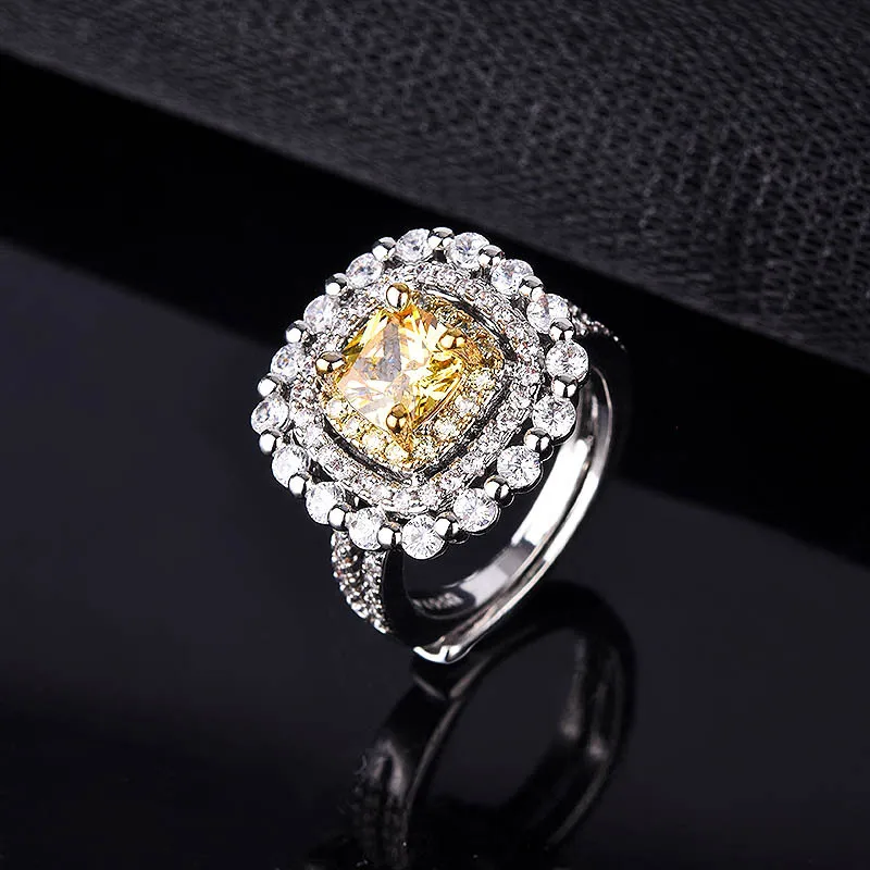 

New 925 Sterling Silver Ring Micro-Inlaid Luxury Colorful Orb Edge Ring Woman Charm Jewelry Engagement Gift