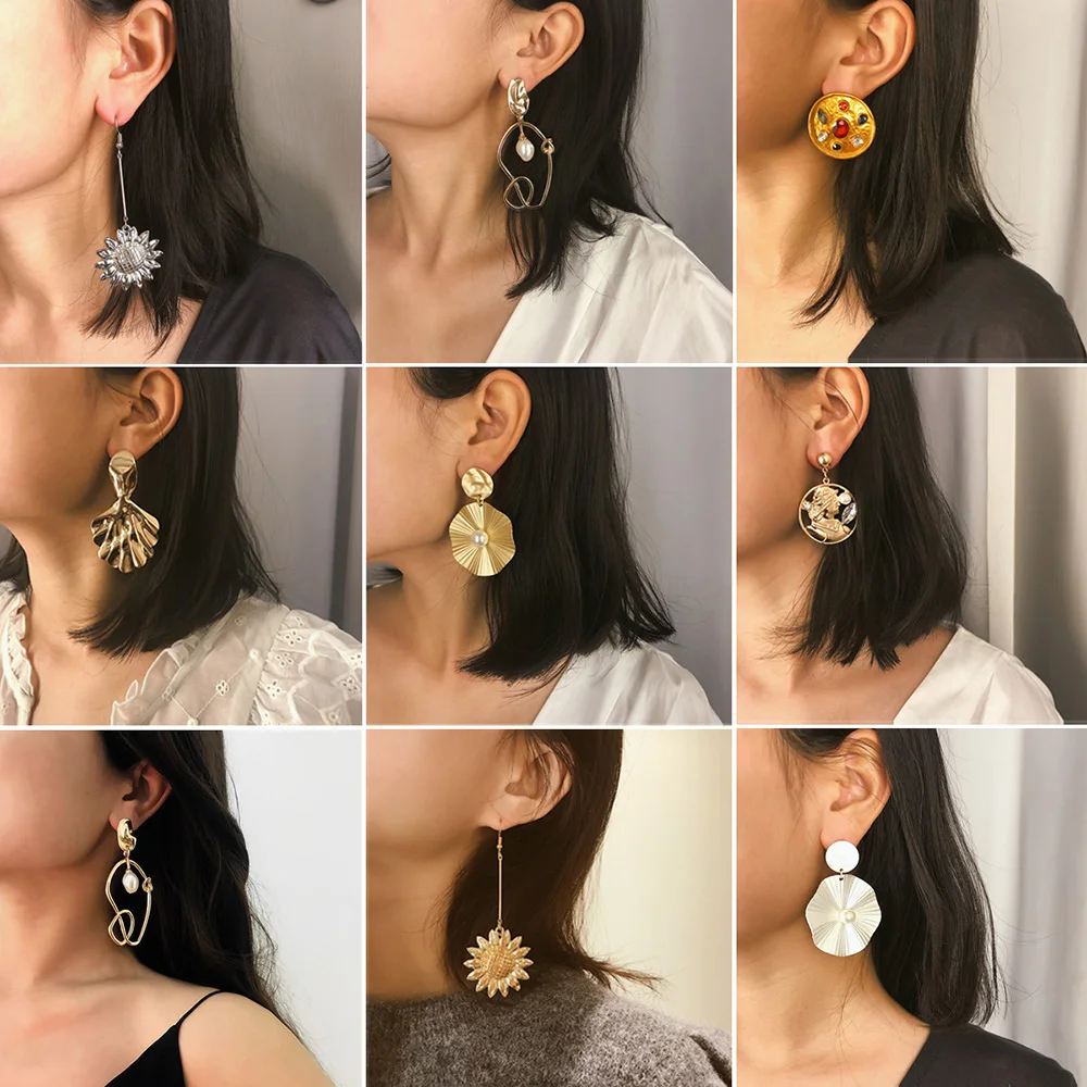 Bls-miracle золотые геометрические Висячие серьги для женщин необычные из сплава