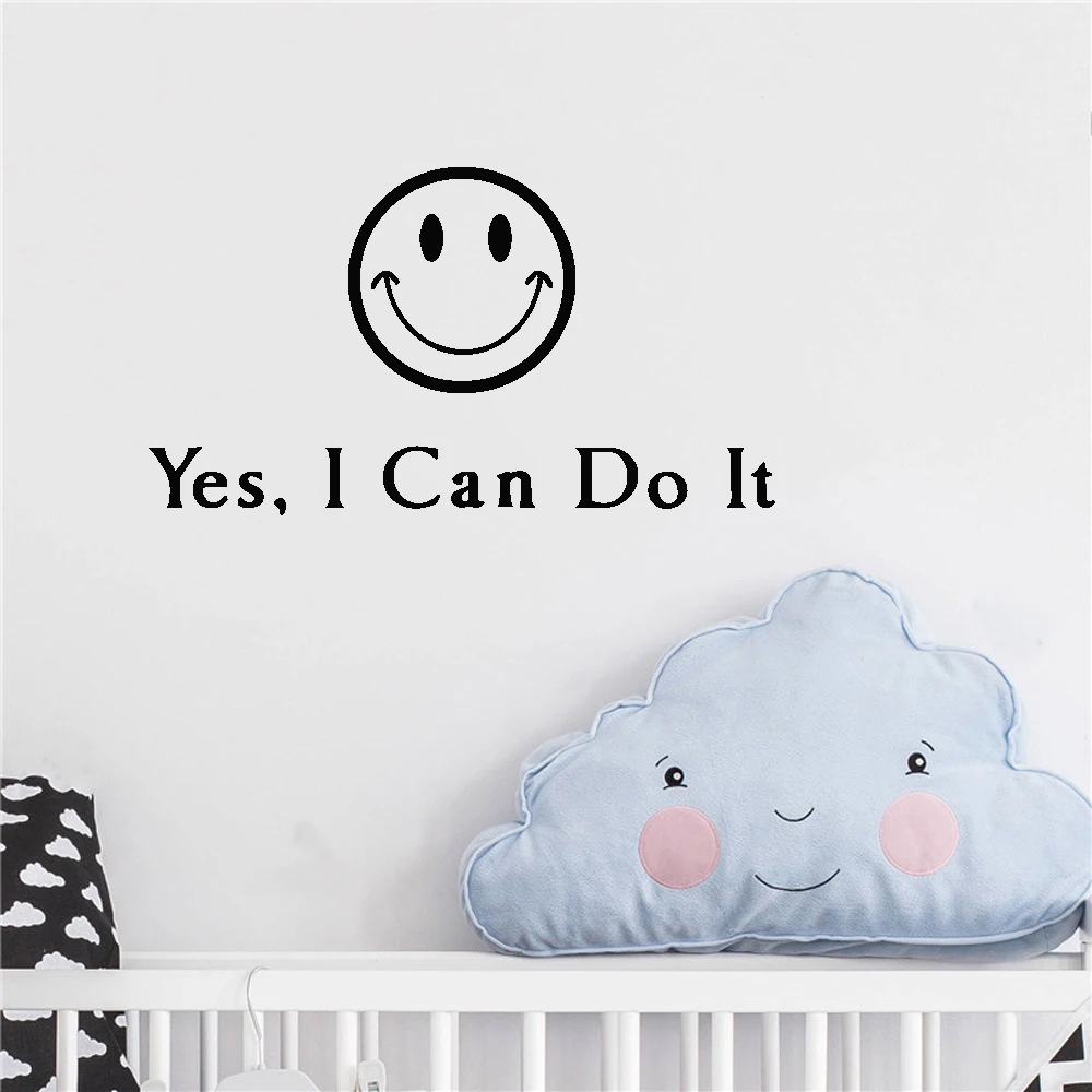 

Cute Smiling Face Wall Sticker Motivational Sentence Stickers For Bedroom Living Room Decoration Wall Decal Murals Wallpaper