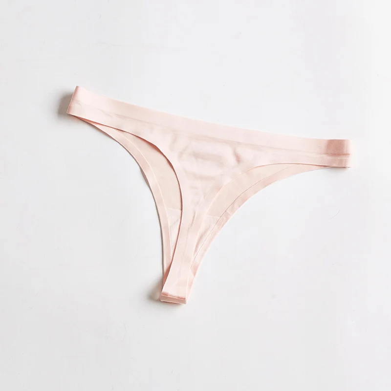 Pink 1 шт., женское нижнее белье, бесшовные шелковые трусики, сексуальные, спортивные, женские, Т-образные, одноцветные, мягкие стринги для женщин, новые трусики BANNIROU - Цвет: Pink