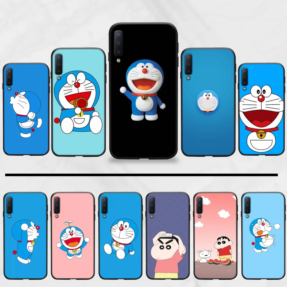 Мягкий черный чехол для телефона Doraemon с изображением синей кошки Samsung A20 A30 30s A40 A7